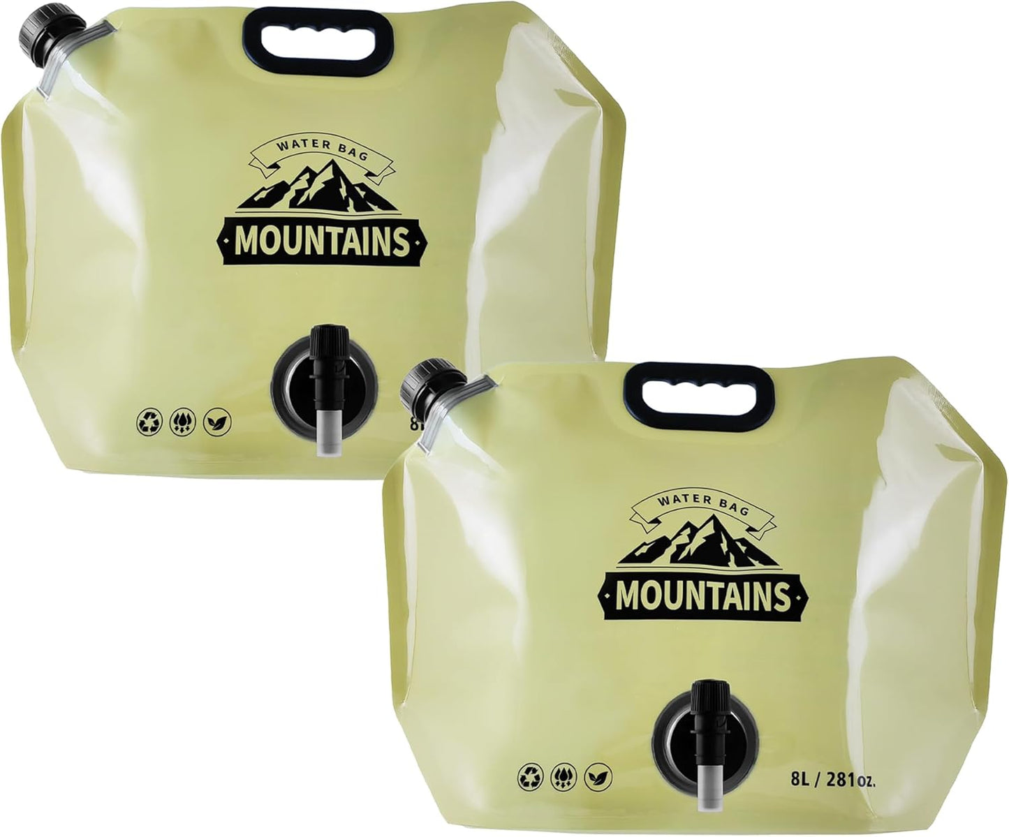 Collapsible 8L Water Storage Bag, BPA-Free Portable Folding Water Jug with Adjustable Faucet, Leakproof Emergency Water Bag for Camping, Hiking, Riding, Outdoor Sport (BEIGE, 2)