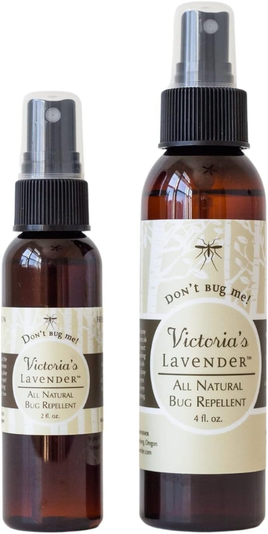 Victoria's Lavender Organic Don’t Bug Me Insect Spray DEET-Free, Made with Plant Based Essential Oils & Aloe Vera - Made in The USA - (2 Fl Oz Plus 4 Fl Oz)