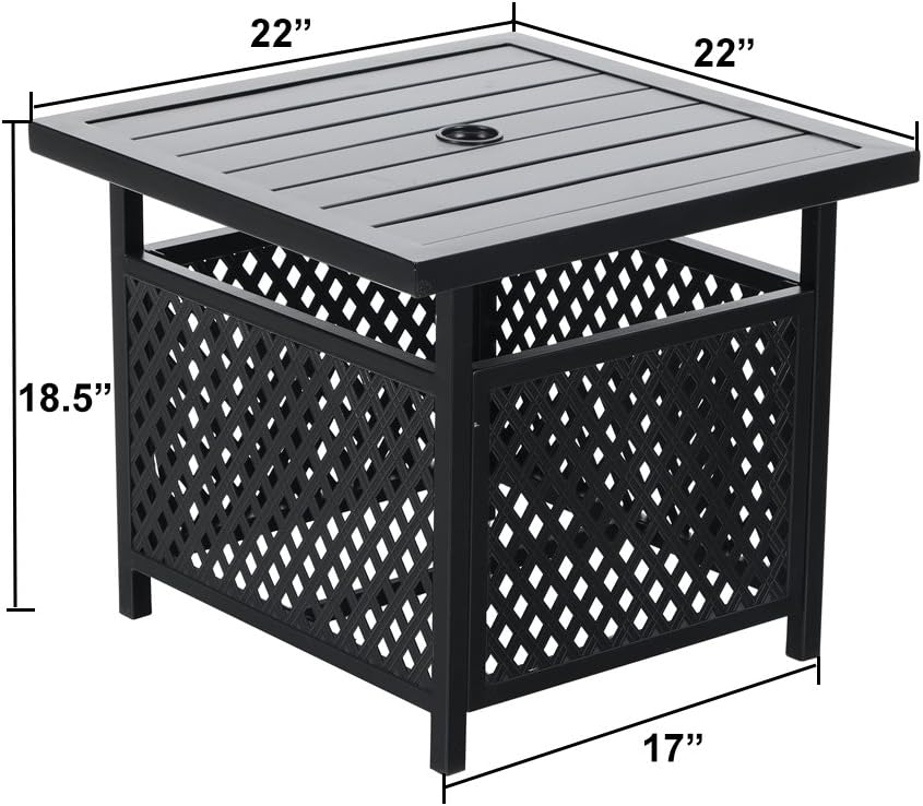 PHI VILLA Outdoor Patio Umbrella Side Table Base Stand with 1.57" Umbrella Hole for Garden,Pool Deck - Black
