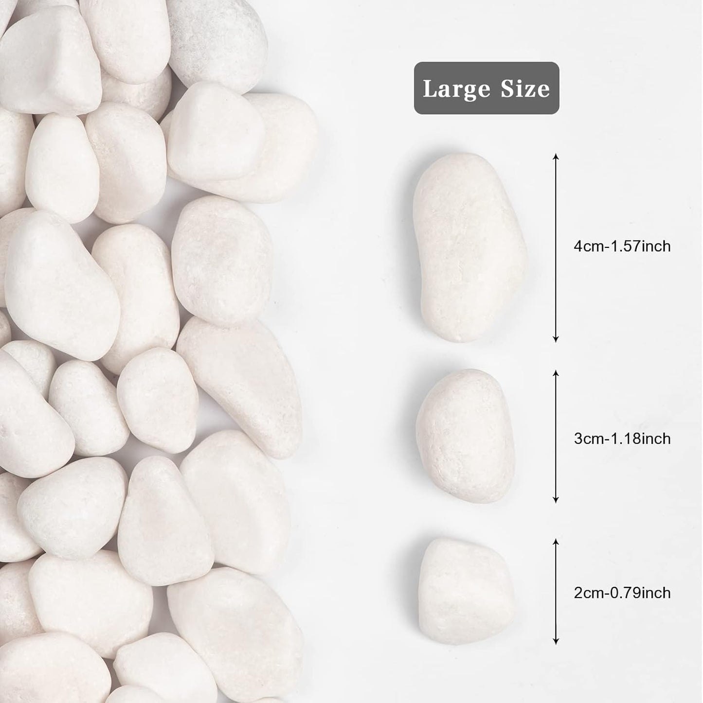 5lbs White Natural River Rocks, Polished Pebbles for Plants Garden, 1-2 inch Decorative White Stones, Ideal for Fish Tank, Vases, Crafting, Home Decor and Garden Landscaping Rocks,White