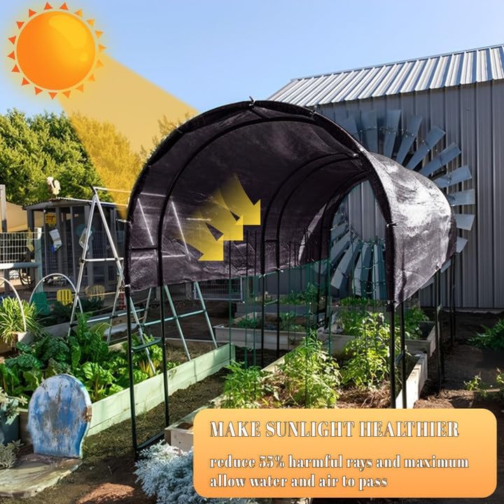 Cool Area 55% 6x12ft Sunblock Shade Cloth Cover Mesh UV Resistant Net for Garden Flower Plant Greenhouse, Black