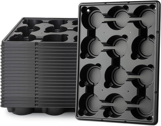 12 Cell Round Nursery Pot Trays Thickened Durable Seedling Pots Shuttle Carrying Trays for Holding 4 Inch Nursery Pots (16.85" × 12.6", 20-Pack)