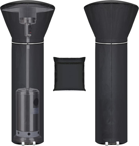 Patio Heater Covers with Reflective Strip,Outdoor Heater Cover Waterproof,Dustproof,Wind-Resistant,Sunlight-Resistant,Snow-Resistant,Black,89.5''x 33.5" Dome x 19.5" Base