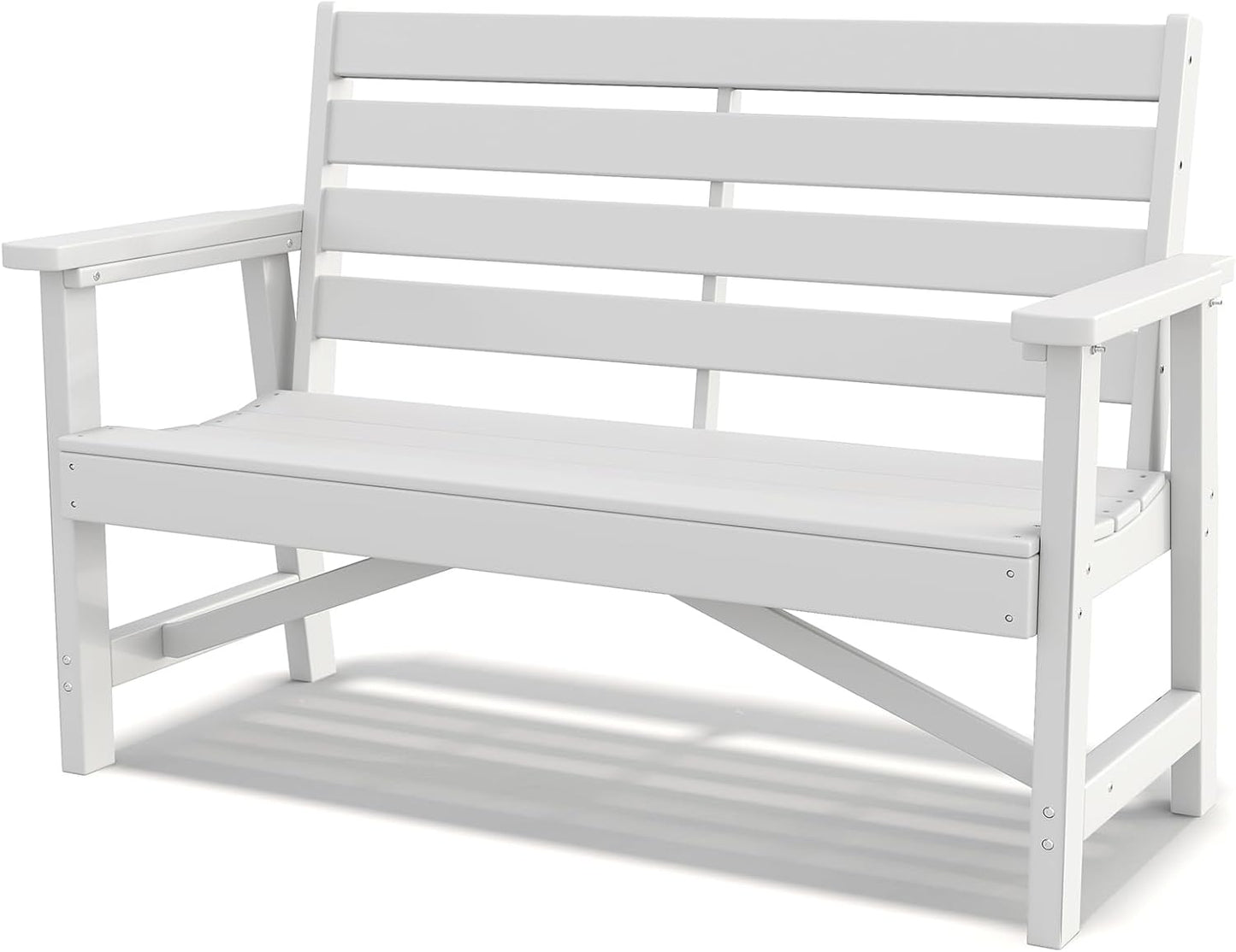 GREENVINES Outdoor Bench | HDPE | Garden Benches | All Weather | for Outdoors Patio Park Porch Outside Backyard | 2-Person | White