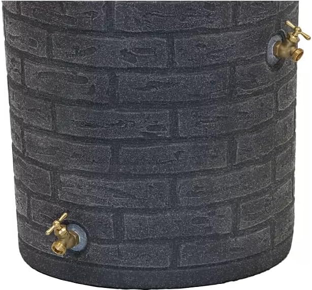 Impressions Downton Rain Barrel, 50 Gallon Capacity, Brick Pattern, with Brass Spigots (Dark Granite)