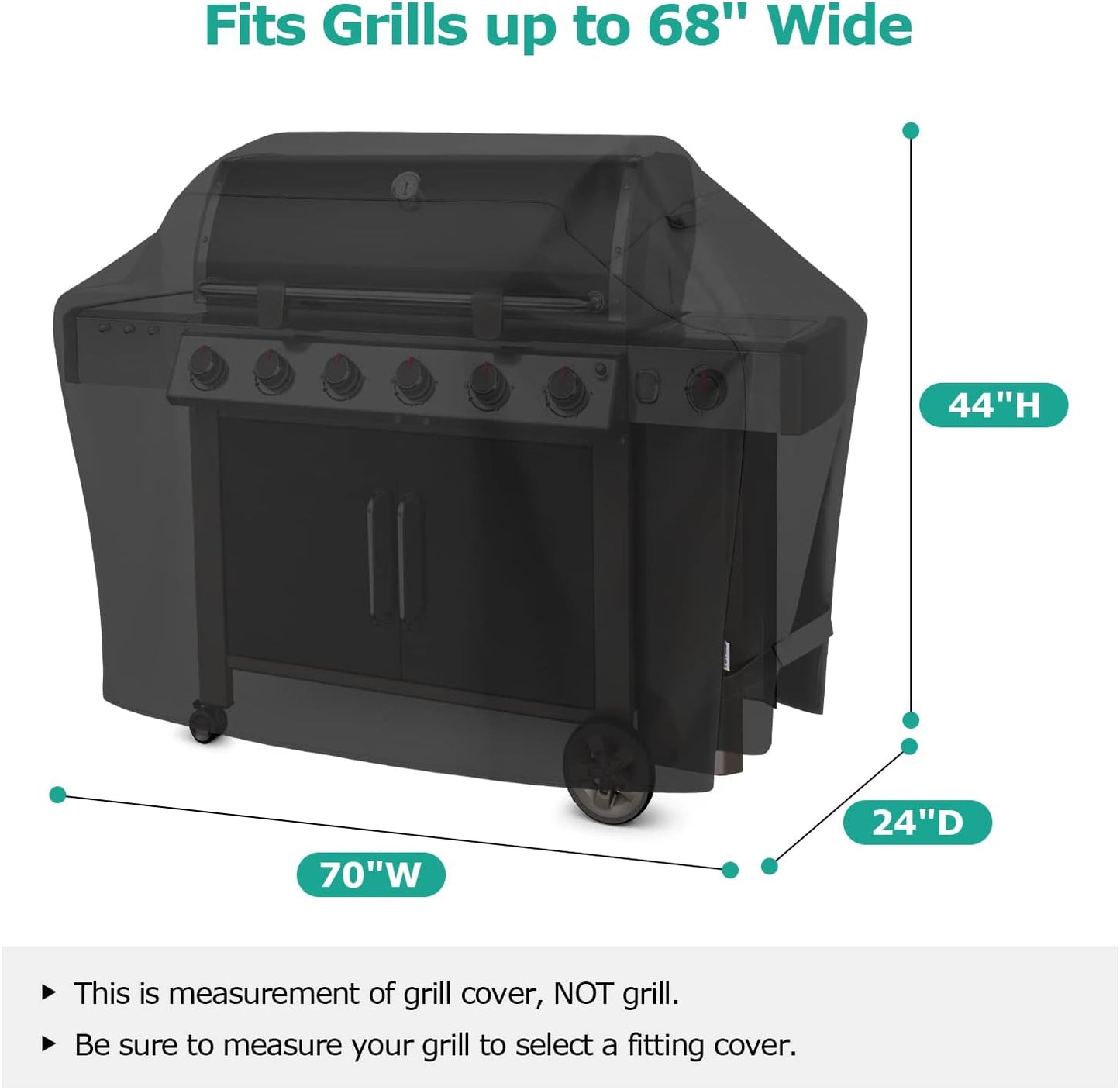 SunPatio BBQ Grill Cover 70 Inch, Outdoor Heavy Duty Waterproof Barbecue Gas Grill Cover, Fade Resistant, All Weather Protection Compatible for Weber Charbroil Kenmore Brinkmann and More, Black