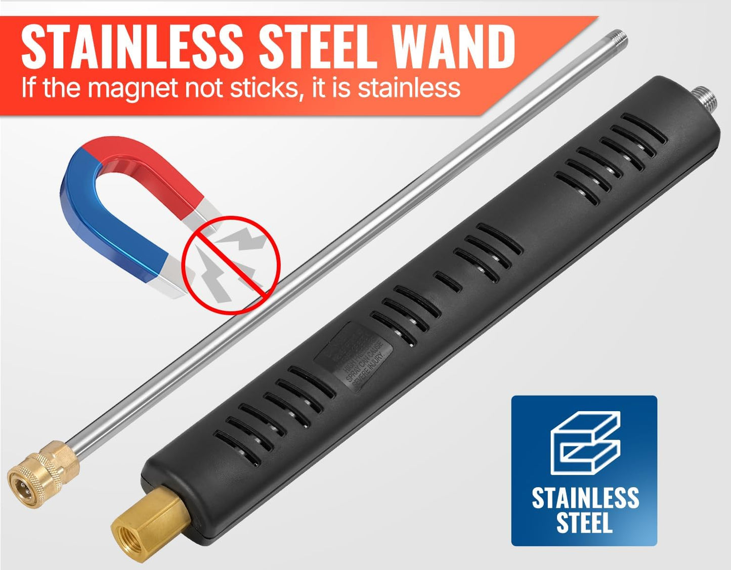 YAMATIC Pressure Washer Gun Wand with Swivel 3/8" Plug & M22 Coupler, Stainless Steel Extension Lance Replacement for Ryobi, Simpson, Craftsman Power Washer for Foam Cannon Car Wash, 4000 PSI