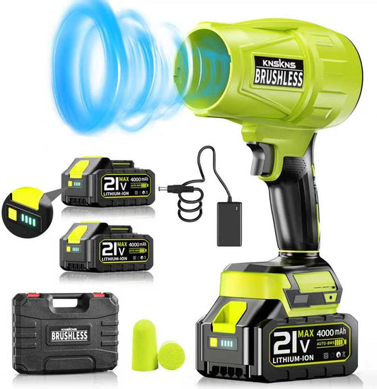 Leaf Blower Cordless with Battery and Charger,580000RPM Lightweight Mini Leaf Blower,21V Handheld Electric Blower with 2×4.0Ah Batteries & Fast Charger,Turbo Jet Blower for Lawn,Yard,Garage