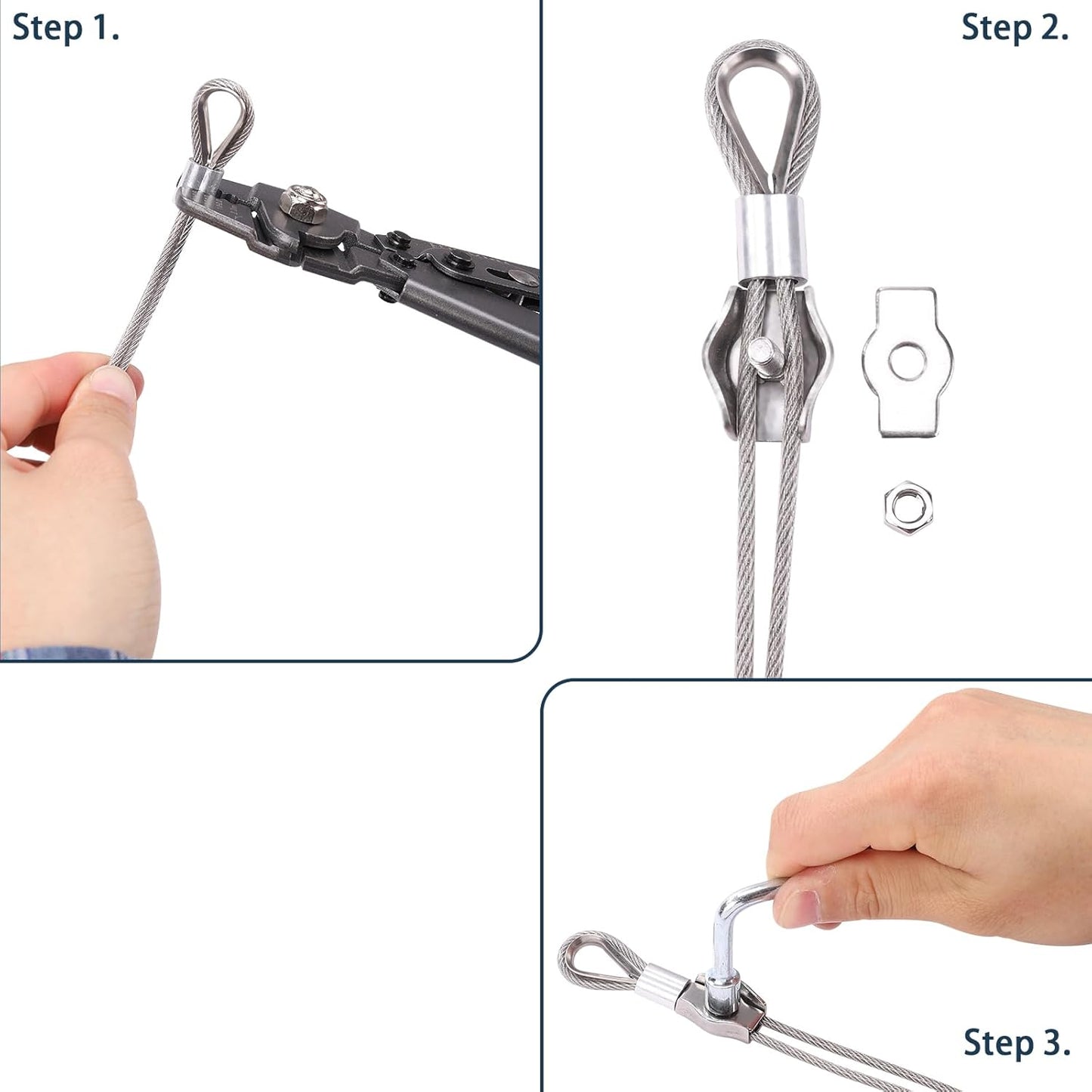 Shade Sail Hardware Kit 6 inch with 131FT 1/8" Wire Rope Kit for Triangle Rectangle Sun Shade Sail Outdoor Installation turnbuckles for Cables Wire for Outdoor,Garden,Kitchen,Craft,243PCS