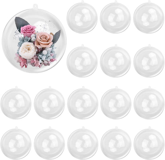 20 Pcs 4.72 Inch Clear Acrylic Fillable Balls, Christmas DIY Fillable Ornaments Balls, Acrylic Ornaments Ball for Christmas, Holidays, Weddings, Parties, and Home Decor