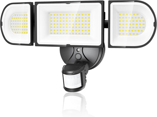 Olafus 180W Motion Sensor Outdoor Lights, 18000lm Dusk to Dawn LED Flood Lights Outdoor Wired, 6500K Daylight Motion Lights for Outside, IP65 Waterproof Exterior Security Light, Black
