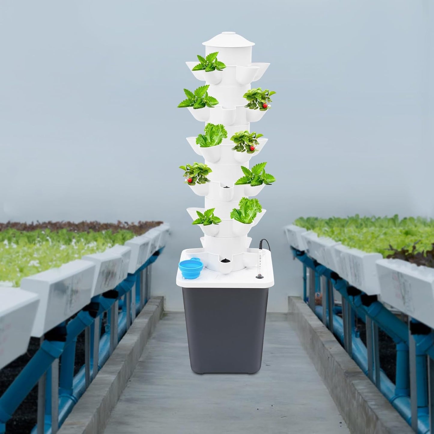 Hydroponics Vertical Growing Kit with Grow Lights 30-Plants Garden Hydroponic Growing System Outdoor Outdoor Indoor Vertical Garden Planter Tower with Automatic Watering for Herbs Fruits Vegetables