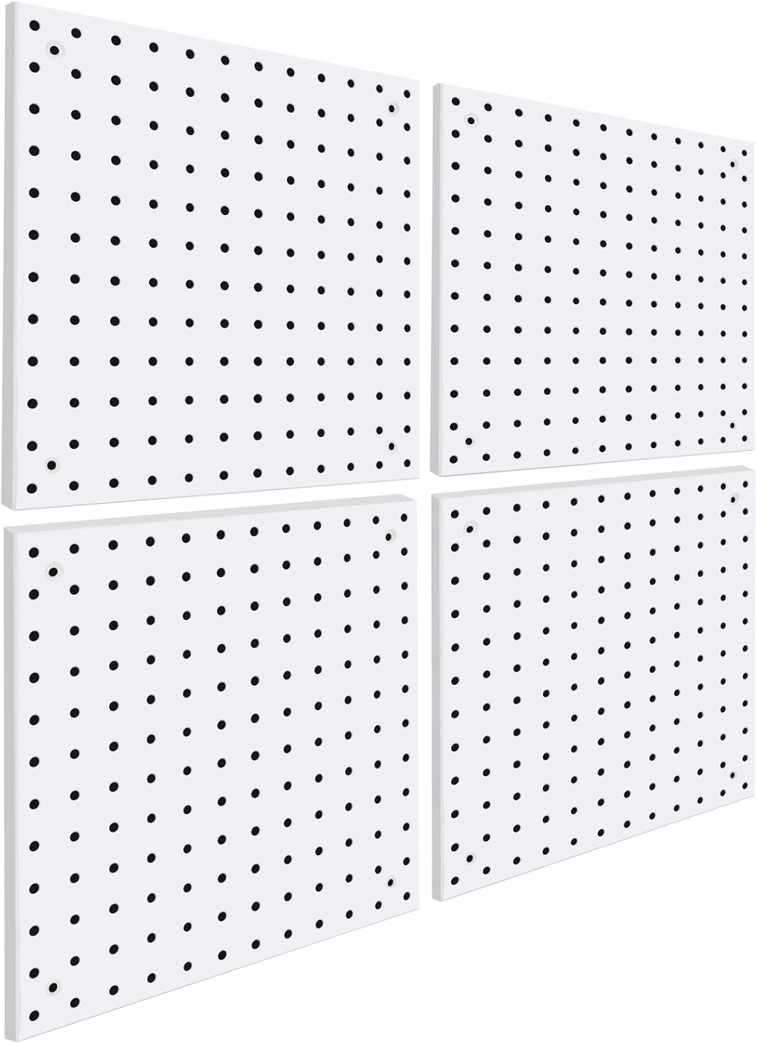 4 Pack Steel Peg Board,Universal 1/8 and 1/4 Pegboard Accessories,Ideal for Garage Tool Storage, Office Organization, Craft Room, Kitchen etc. (White, 4-12X12)