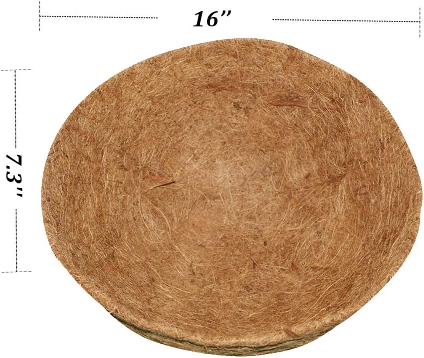 16" Round Coco Liner for Hanging Planter, 4Pcs, 100% Natural Coconut Coir Liner, Promotes Air Circulation & Water Retention, Ideal for Flower Plants & Garden Decorations