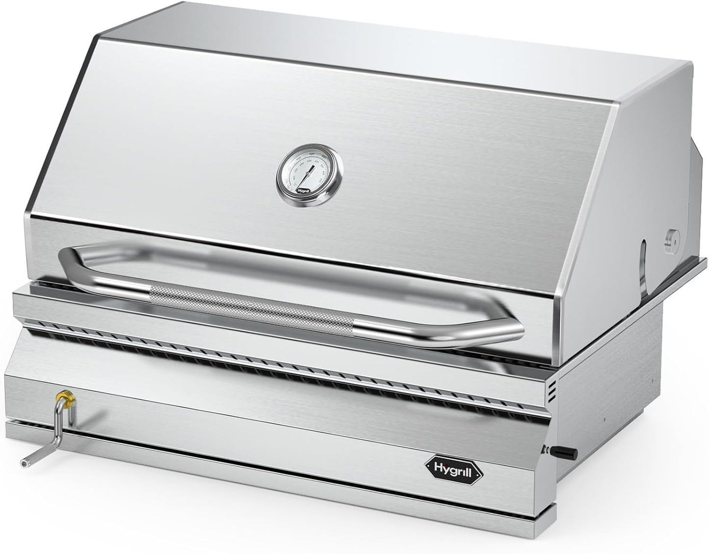 Hygrill Charcoal Grill Head for Outdoor Kitchen, 32-inch Stainless Steel Built-In Grill with Insulated Hood, Temperature Gauge and Fabric Cover