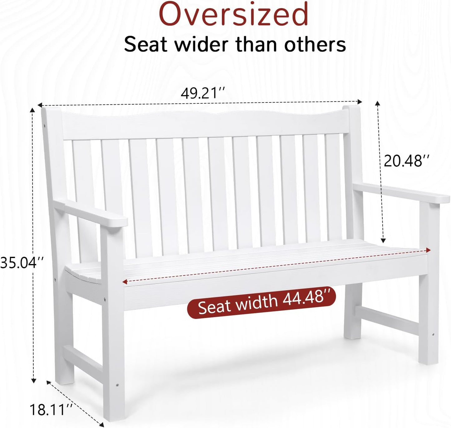 Garden Benches Set of 2, All-Weather HIPS Outdoor Bench with 800 lbs Weight Capacity, Never Rot or Fade, for Garden, Porch, Backyard, and Park, White