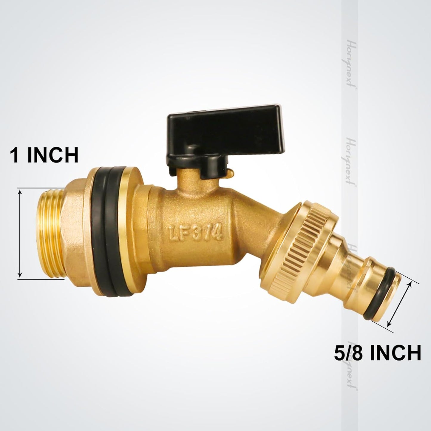 spigot for rain barrel parts kit, brass water barrel spigots accessories for 55 gallon bucket, garden hose connector adapter bulkhead fitting, 1-1/4 inch O.D. thread 5/8 inch barb O.D.