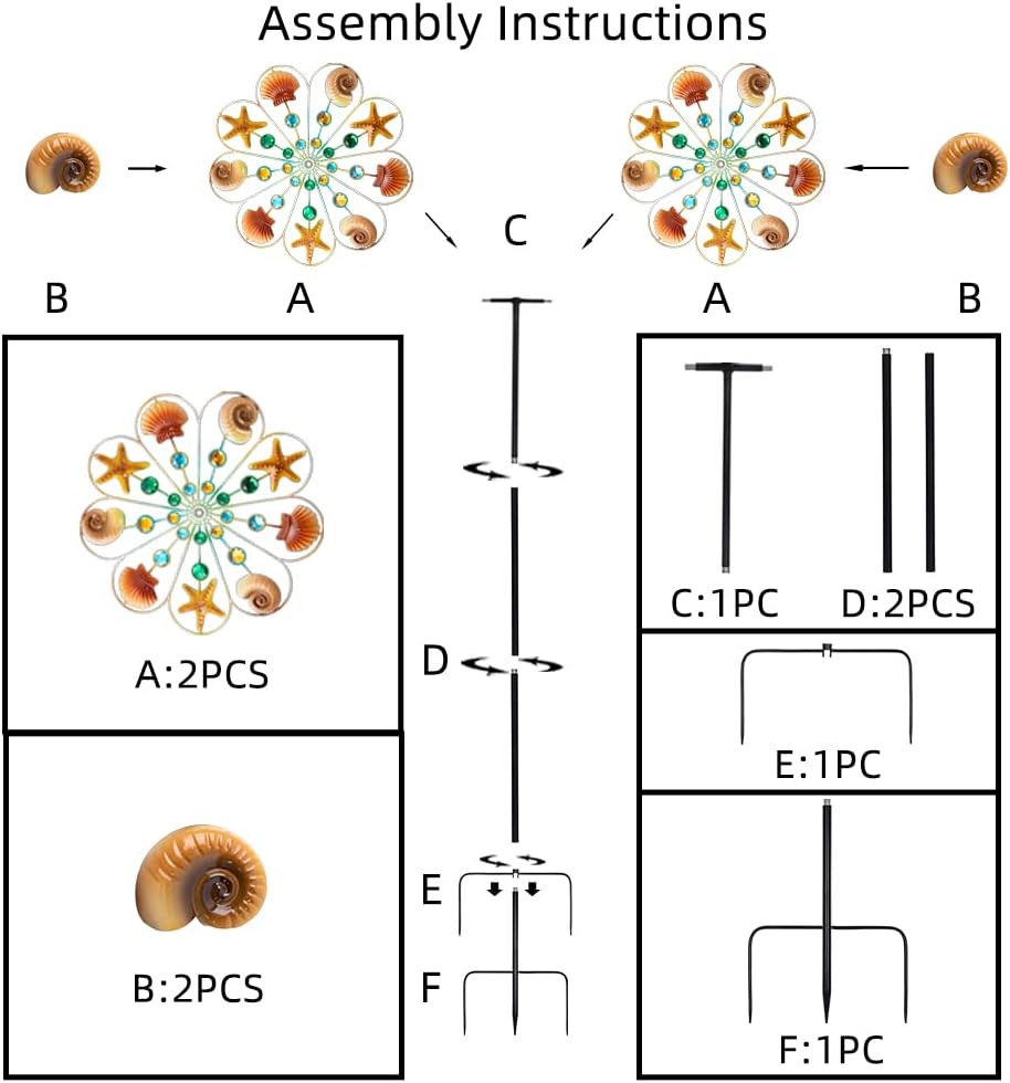 Stargarden Wind Spinners Outdoor, 16 Inch Kinetic Wind Spinner, Ocean Metal Wind Sculptures & Spinners, Waterproof Windmill for Yard, Porch Decor