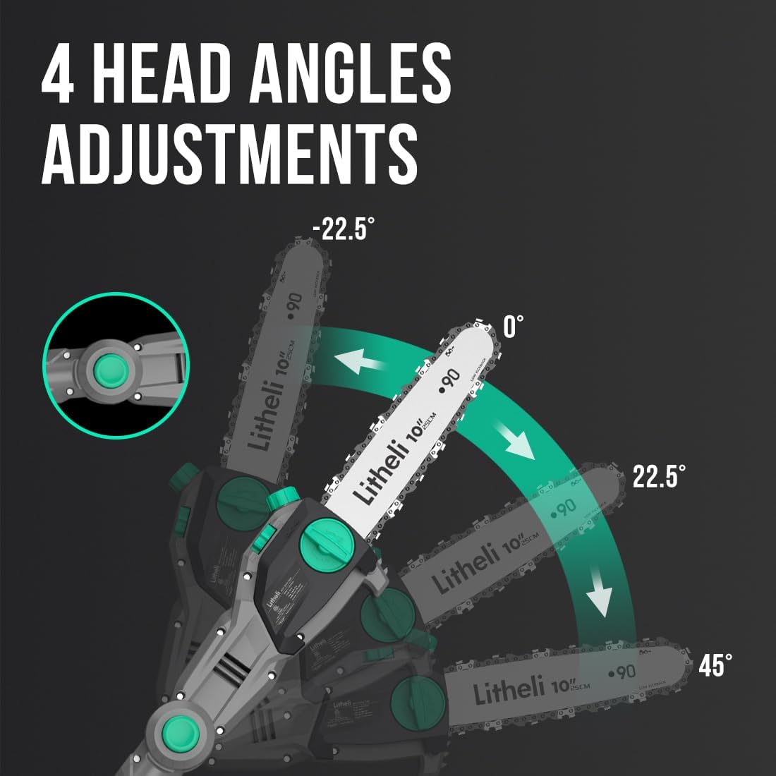 Litheli Cordless Pole Saw,10-Inch 40V Pole Saws for Tree Trimming, Electric Tree Saw for Branch Cutting, Pruning, 2.5Ah Battery& Charger Included