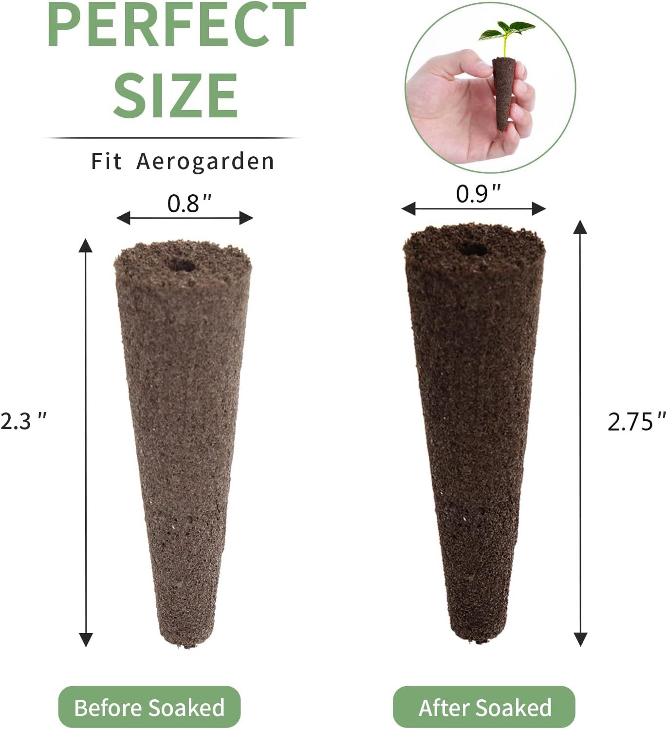 100 Pack Grow Sponges, Seed Pods Replacement Root Growth Sponges Compatible with AeroGarden, Moldy-Free, Sponges Kit with 10 Pod Labels for Hydroponic Indoor Garden System