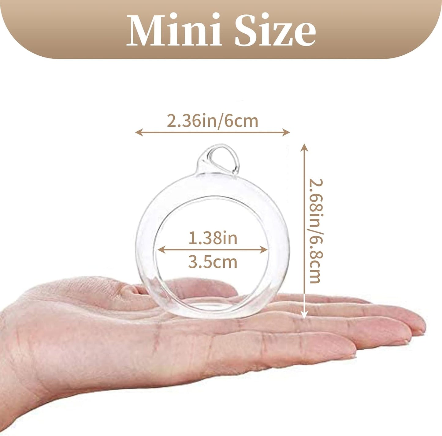 Sziqiqi Hanging Glass Globes Orbs Tea Light Candle Holders fillable with Trinkets for Wedding Ornaments, Wedding Birthday Christmas Party Centerpiece Accessory 2.36inch 30pcs +6 Extra