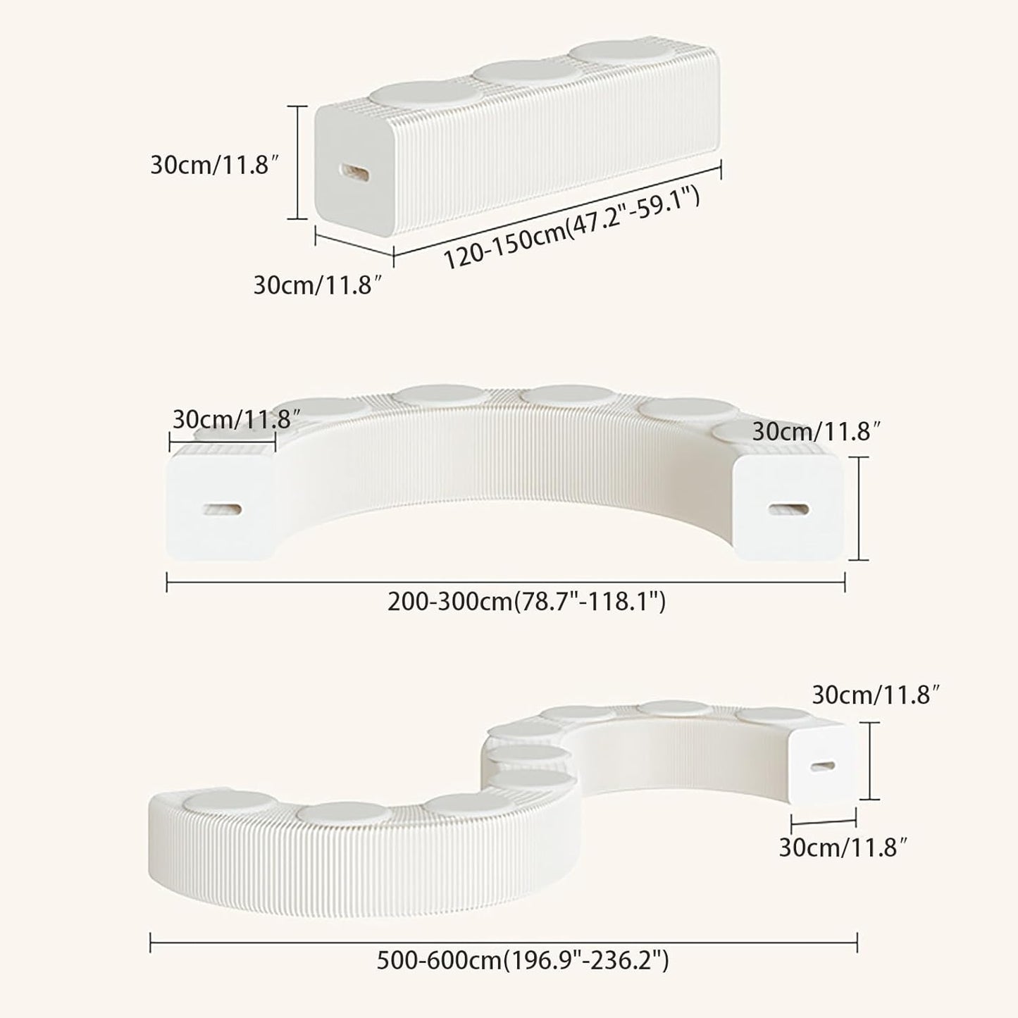 Foldable Kraft Paper Stool, Honeycomb Accordion Folding Bench, Collapsible Paper Stool for Small Spaces, Portable Footrest and Side Table for Living Room and Office,Black-44×31×150cm