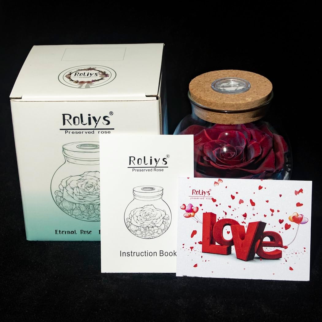 Preserved Real Roses with Colorful Mood Light Wishing Bottle,Eternal Rose，Never Withered Flowers,for Bedroom Party Table Decor, Anniversary,Valentine's,Mother's Day,a Gifts for Women (Burgundy)