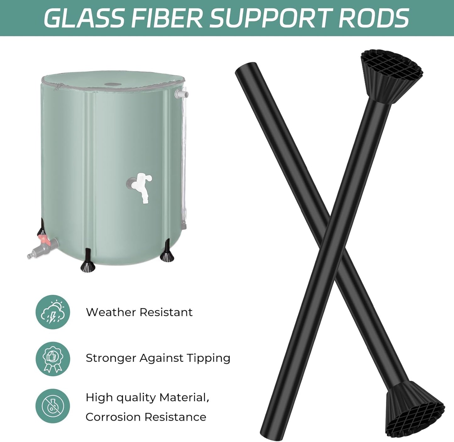 Rain Barrels to Collect Rainwater from Gutter - Portable Water Storage Tank Water Barrel Rainwater Collection System Rain Catcher Include Filter Two Spigots and Overflow Kit (53 Gallon,Green)