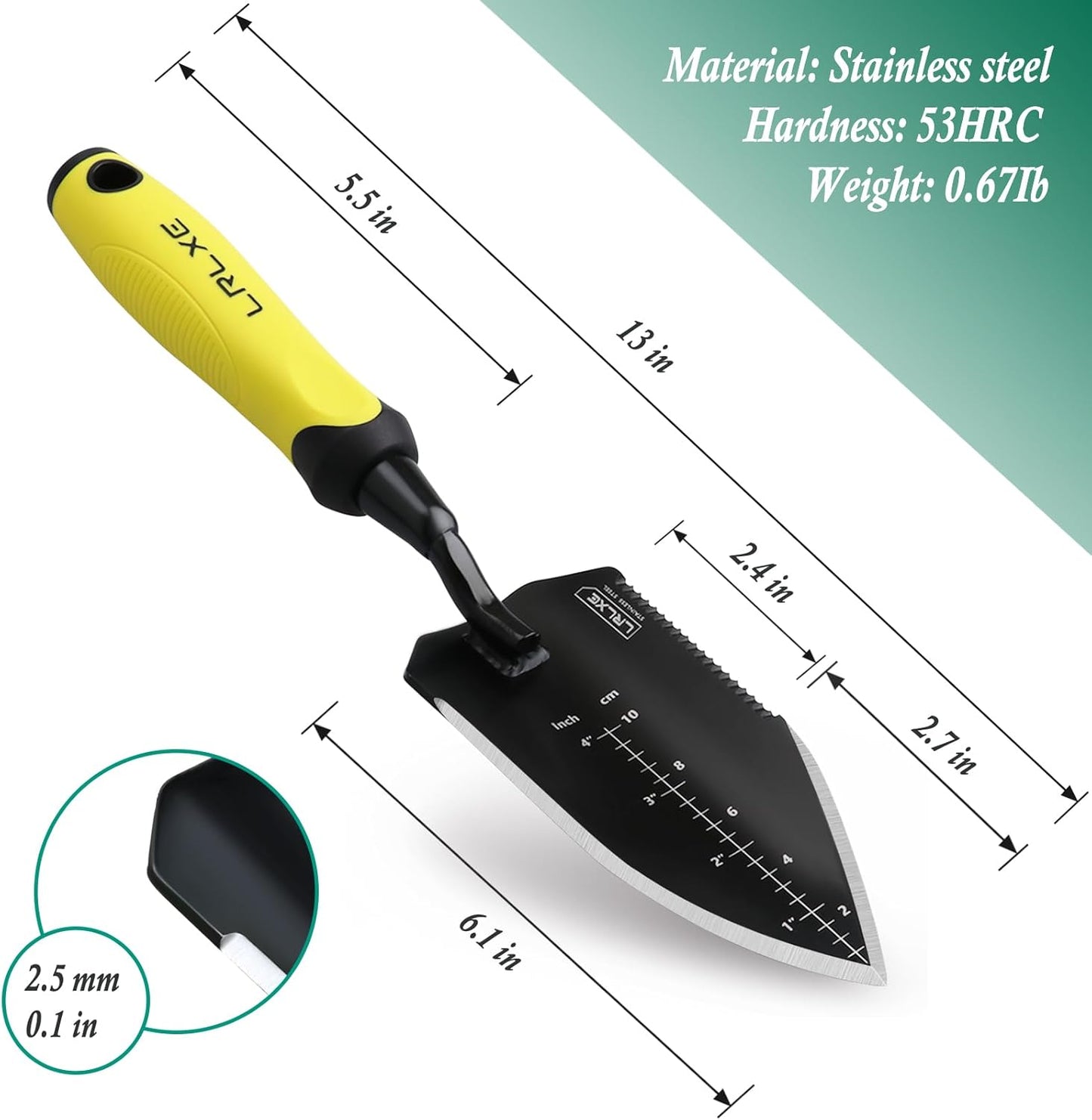 Garden Shovel-Heavy Duty Gardening Hand Trowel, Stainless Steel Garden Trowel with Rubberized Handle, Garden Tool for Soil Planting Digging Transplanting(Hand Trowel) (Yellow Handle)