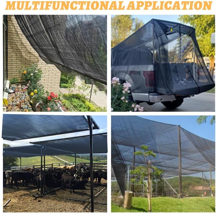 Cool Area 40% 8x20ft Sunblock Shade Cloth Cover Mesh UV Resistant Net for Garden Flower Plant Greenhouse, Black