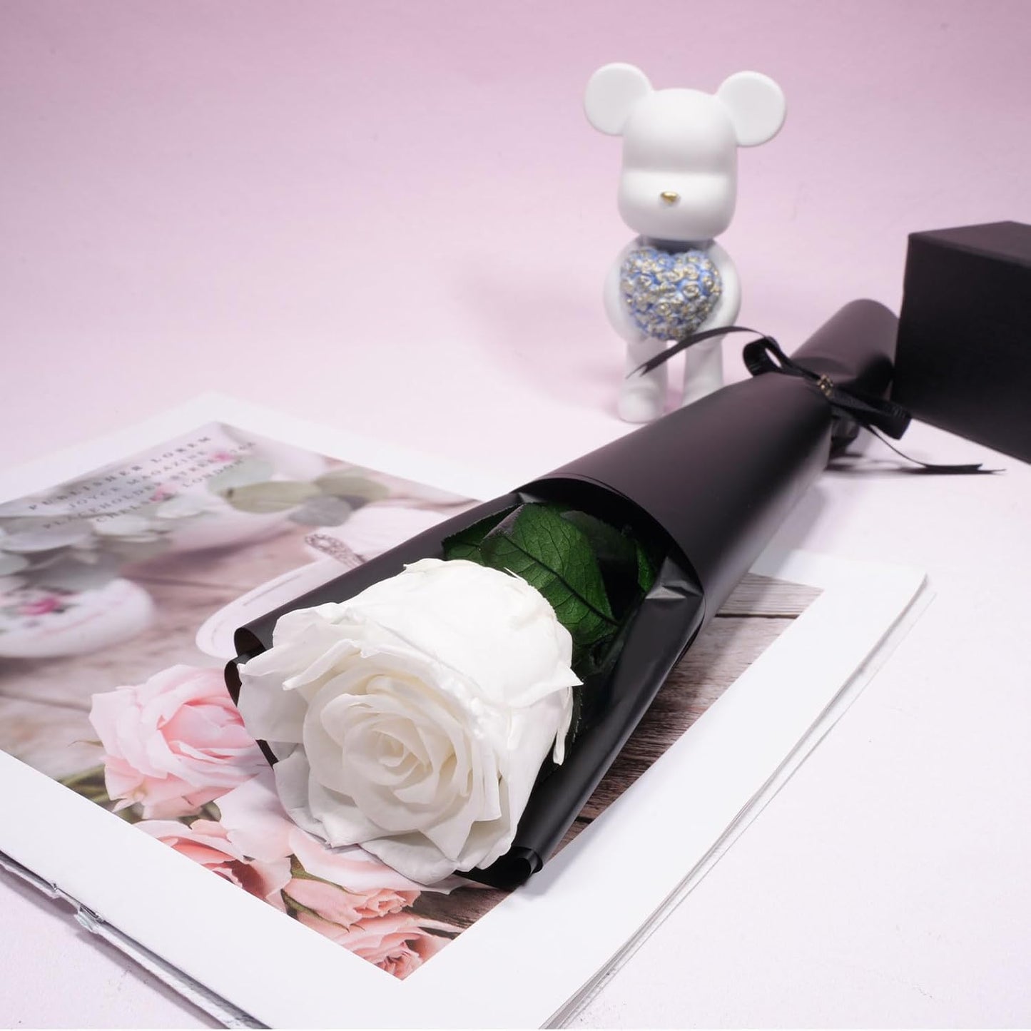 Yamonic Preserved Flowers Rose Gifts for Delivery Prime, Mothers Day Rose Flowers Gifts for Mom, Single Real Flower Birthday Gifts for Her, Women, Grandma, Wife,Girlfriend Gifts for Anniversary(White)