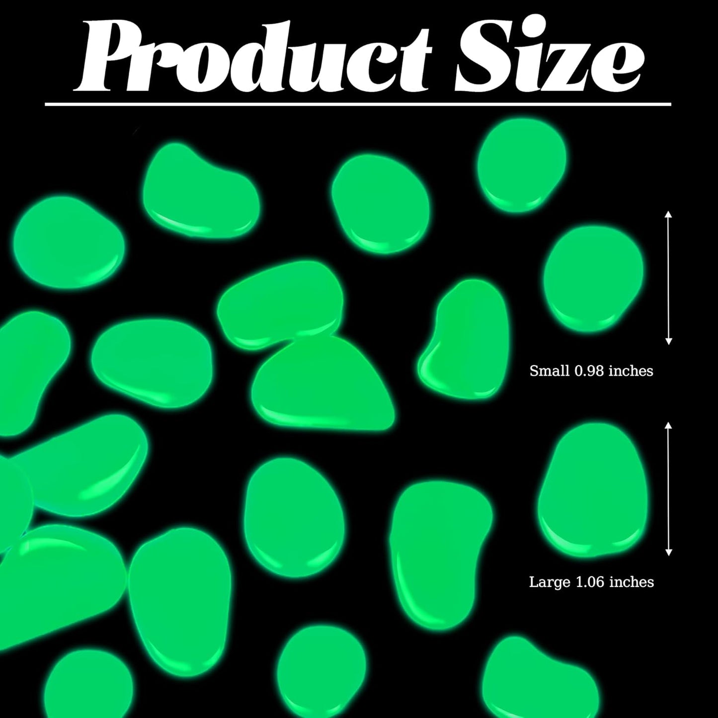 3.5LB Glow Pebbles Glowing Rocks for Garden Decoration 25-27mm Luminous Stones Glowing Stones for Driveway Landscape Walkway,Green(500pcs)