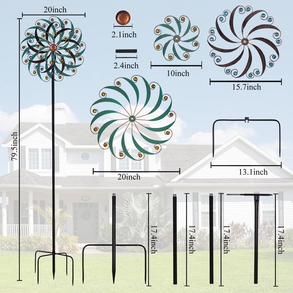 VEWOGARDEN 20" Dia Large Wind Spinner, Outdoor Metal Windmill Spinner - Yard Art Spinner Wind Catchers Sculpture for Patio, Lawn & Garden Decor