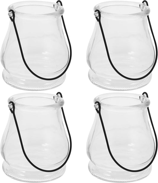 Cabilock 4pcs Hanging Candle Holders, Clear Tealight Holder, Hanging Glass Vase, Fillable Plant Succulent Vase Hanger for Party Wedding Decoration