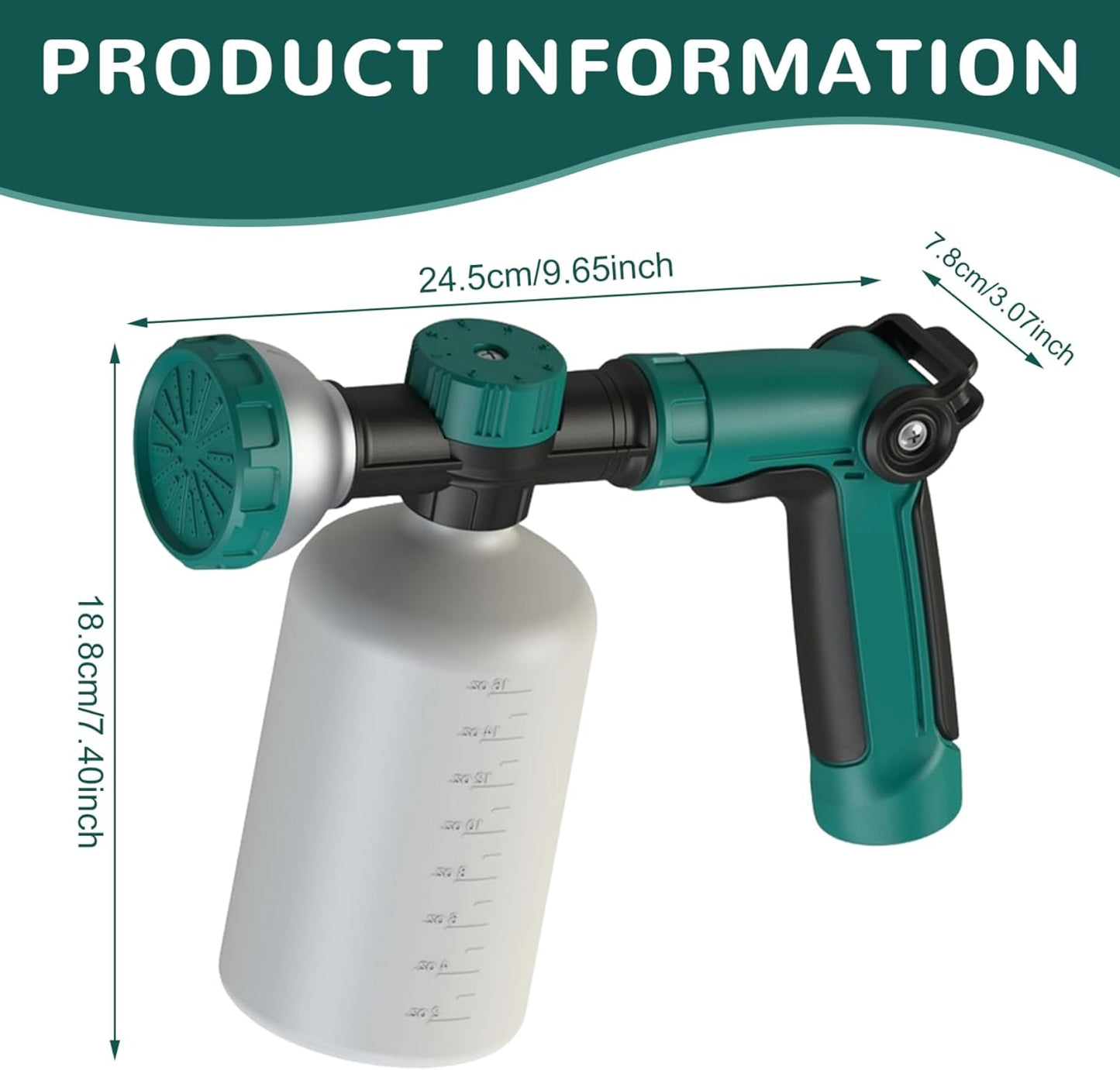 Fertilizer Sprayer, Hose End Sprayer for Liquid Fertilizer/Soap, 500ml with Clear Scale, Detachable Car Wash Hose Attachment for Watering Plants, Soap Attachment