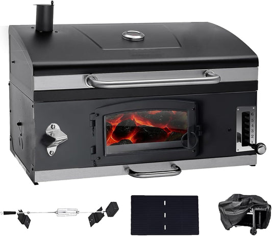 Built In Charcoal Grill, BBQ Grill with Oversize Cooking Area, Outdoor Cooking Grill with Charcoal Trays for Outdoor Backyard Camping Picnics, Patio and Parties