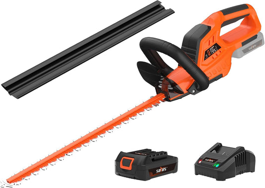 SOYUS Hedge Trimmer Cordless, 20V Electric Hedge Trimmers with 22 Inch Dual Action Blades and 3/4" Cutting Capacity, 2.0Ah Battery and Fast Charger Included
