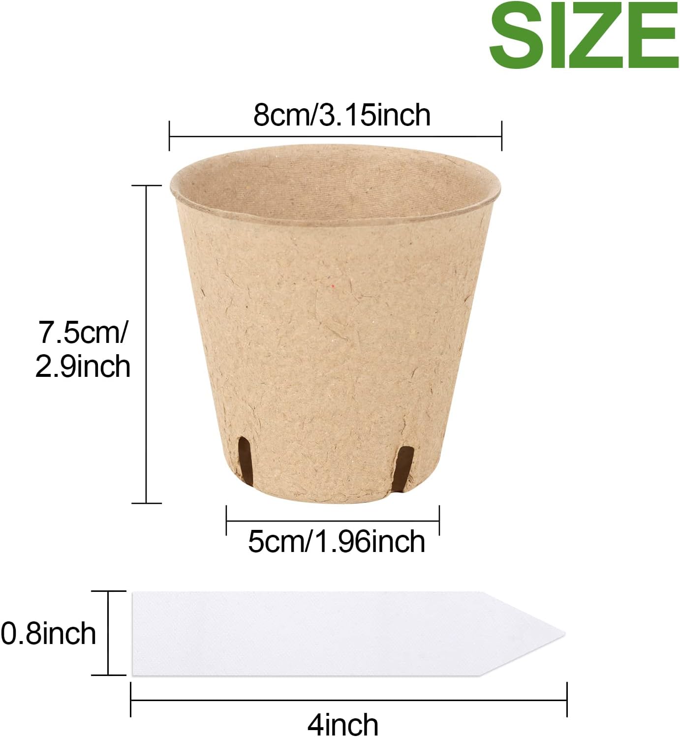 100PCS Peat Pots, 3.15Inch Seed Starting Pots with Drainage Holes Round Nursery Pot, Garden Germination Nursery Pot Bonus 20 Plant Labels