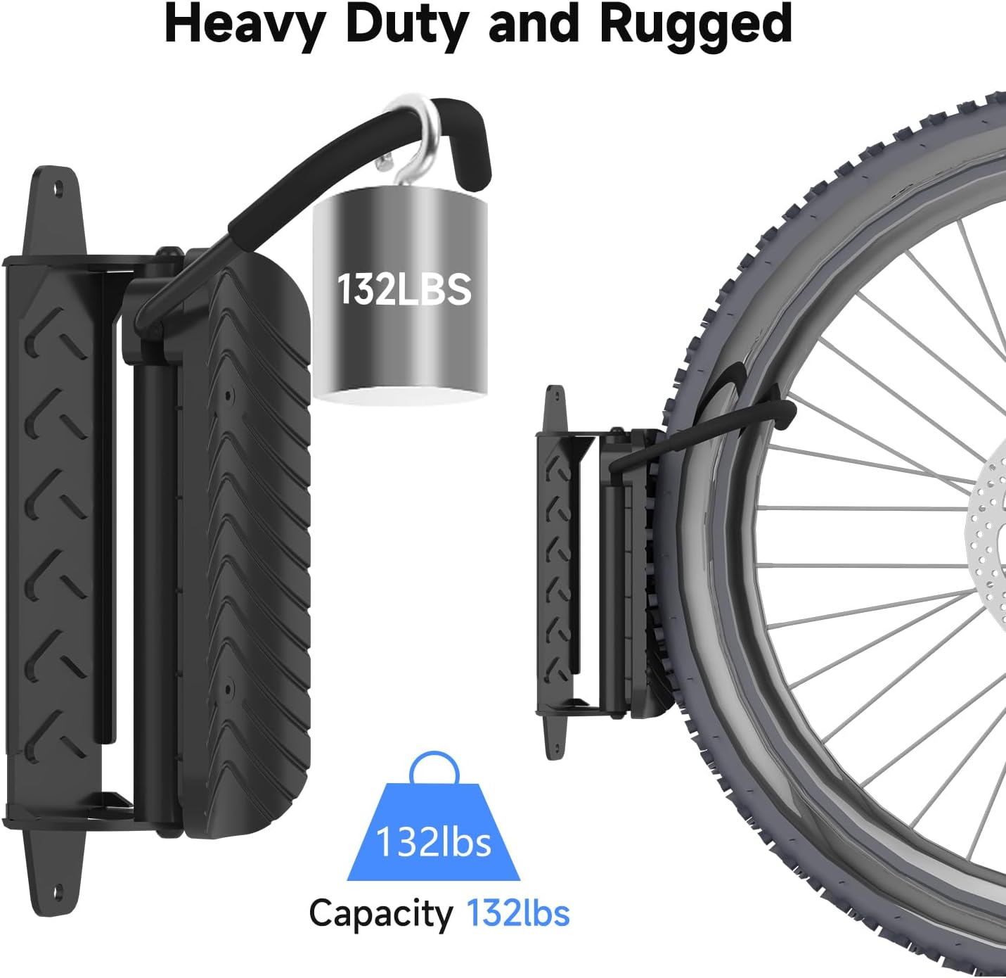 suptek Swivel Bike Wall Mount: Heavy-duty, space-saving vertical bike rack with 120° rotation, supports up to 132 lbs. Easy to install for road bikes, MTBs, and more.