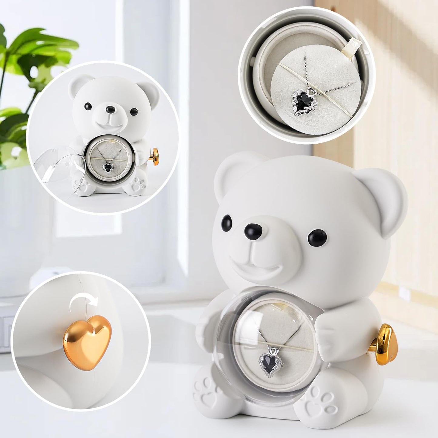 Cute Teddy Bear with Preserved Rose - A Real Rose Flower in Bear with Elegant Gift Box - Romantic Gift for Her in Mother's Day, Weddings, Anniversaries, and Bridal Showers (White)