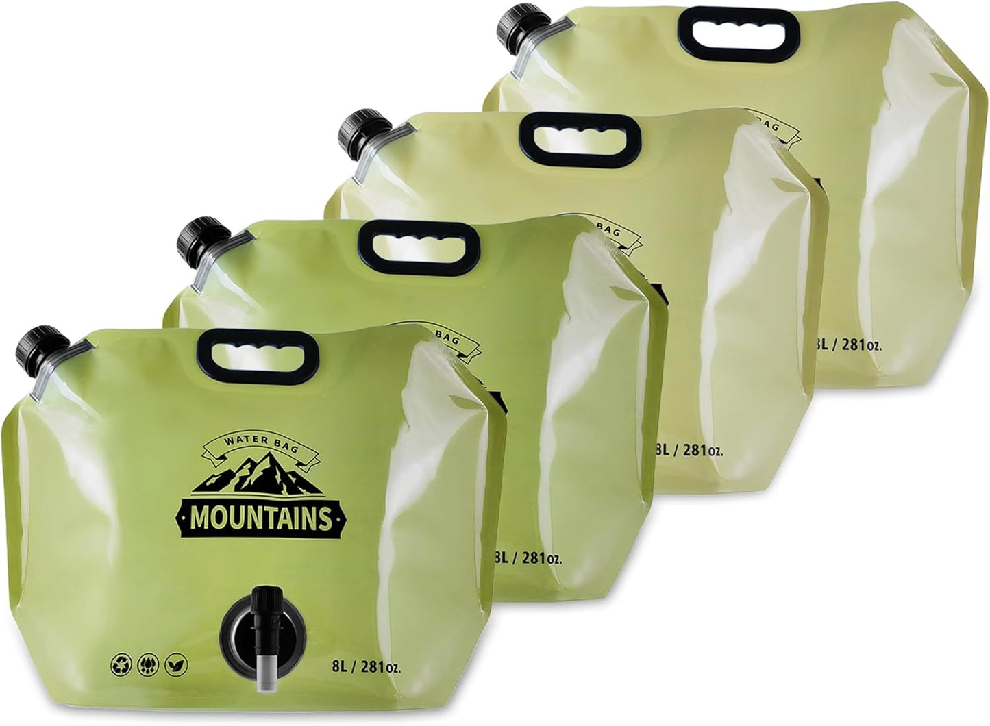 Collapsible 8L Water Storage Bag, BPA-Free Portable Folding Water Jug with Adjustable Faucet, Leakproof Emergency Water Bag for Camping, Hiking, Riding, Outdoor Sport (BEIGE&GREEN, 4)