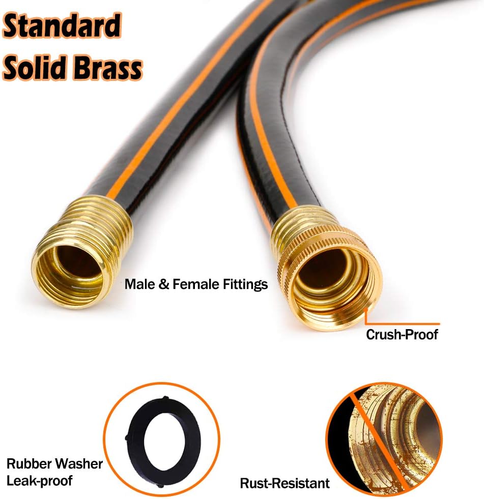 Solution4Patio Leader Short Garden Hose 5/8 in. x 10 ft. -Kink Free, No Leaking, Male/Female Fittings -Heavy Duty Durable Flexible Lightweight Water Pipe -Brass Aluminum Ends for Household & Yard Use