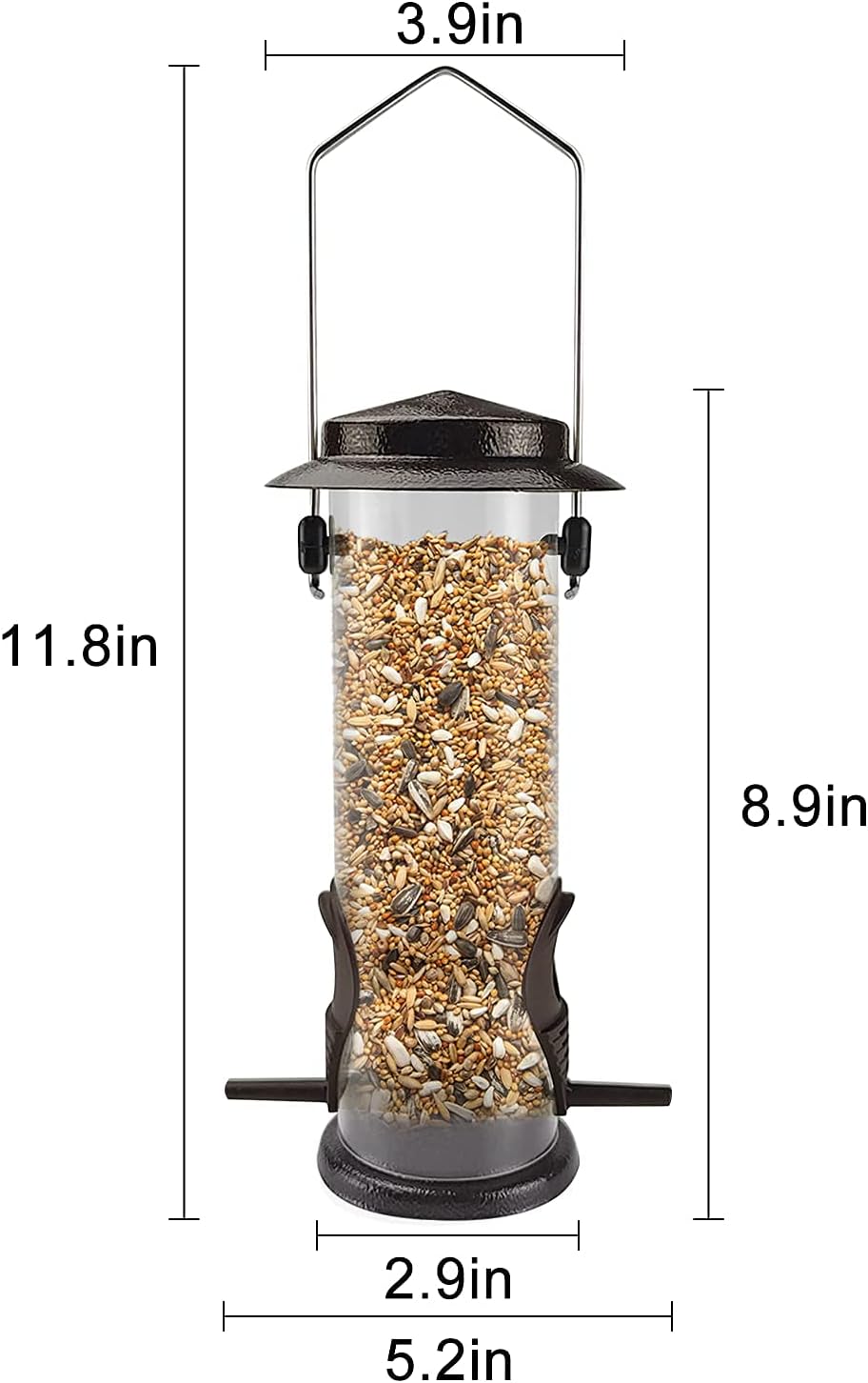 MIXXIDEA Wild Bird Feeders for Outdoors Hanging 2 Pack Stainless Steel Tube Bird Feeder, Water Resistant Finch Bird Feeder for Garden Backyard Decoration Attractive Metal Thistle Feeder (Coffee)