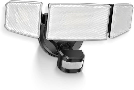 ALUSSO® LED Security Lights Motion Sensor, 60W 6000LM 3 Modes Flood Lights Outdoor Motion Sensor, 3CCT 3 Heads Outdoor Security Light Wet Location Use for House Garage Yard Walkway Black