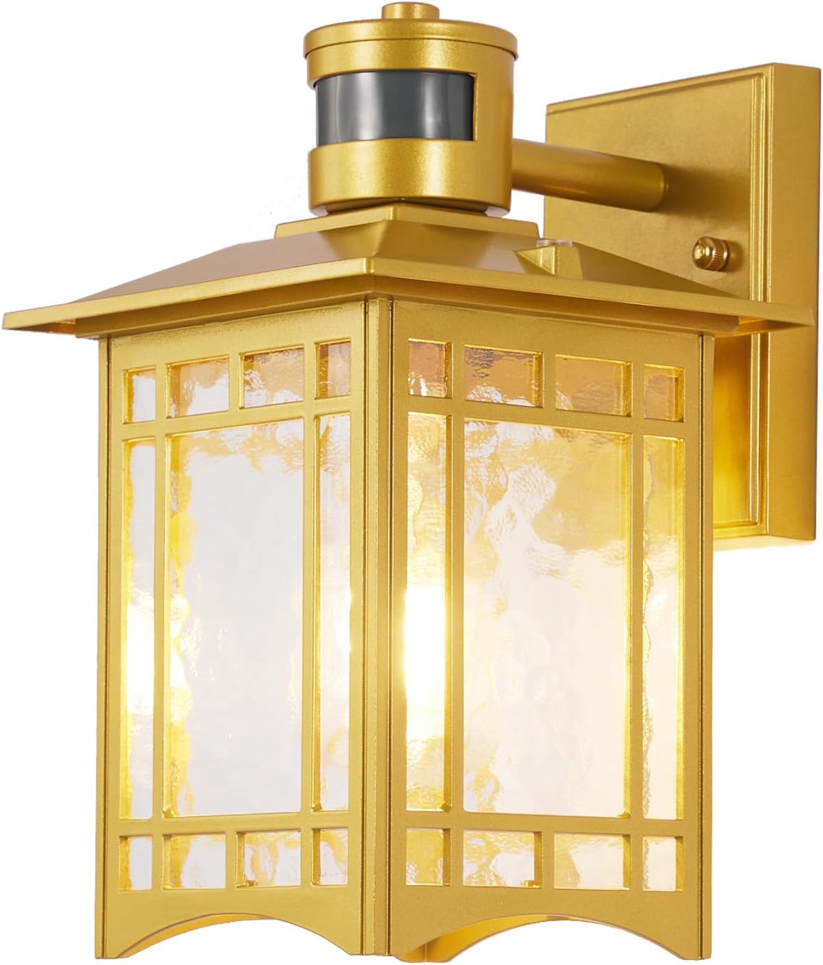 Dusk to Dawn Motion Sensor Light, Outdoor Light Fixture, Golden Wall Sconce Lighting, Front Porch Light, Exterior Lights for House Patio, Outside Door Lights, Wall Mount Anti-Rust Lantern
