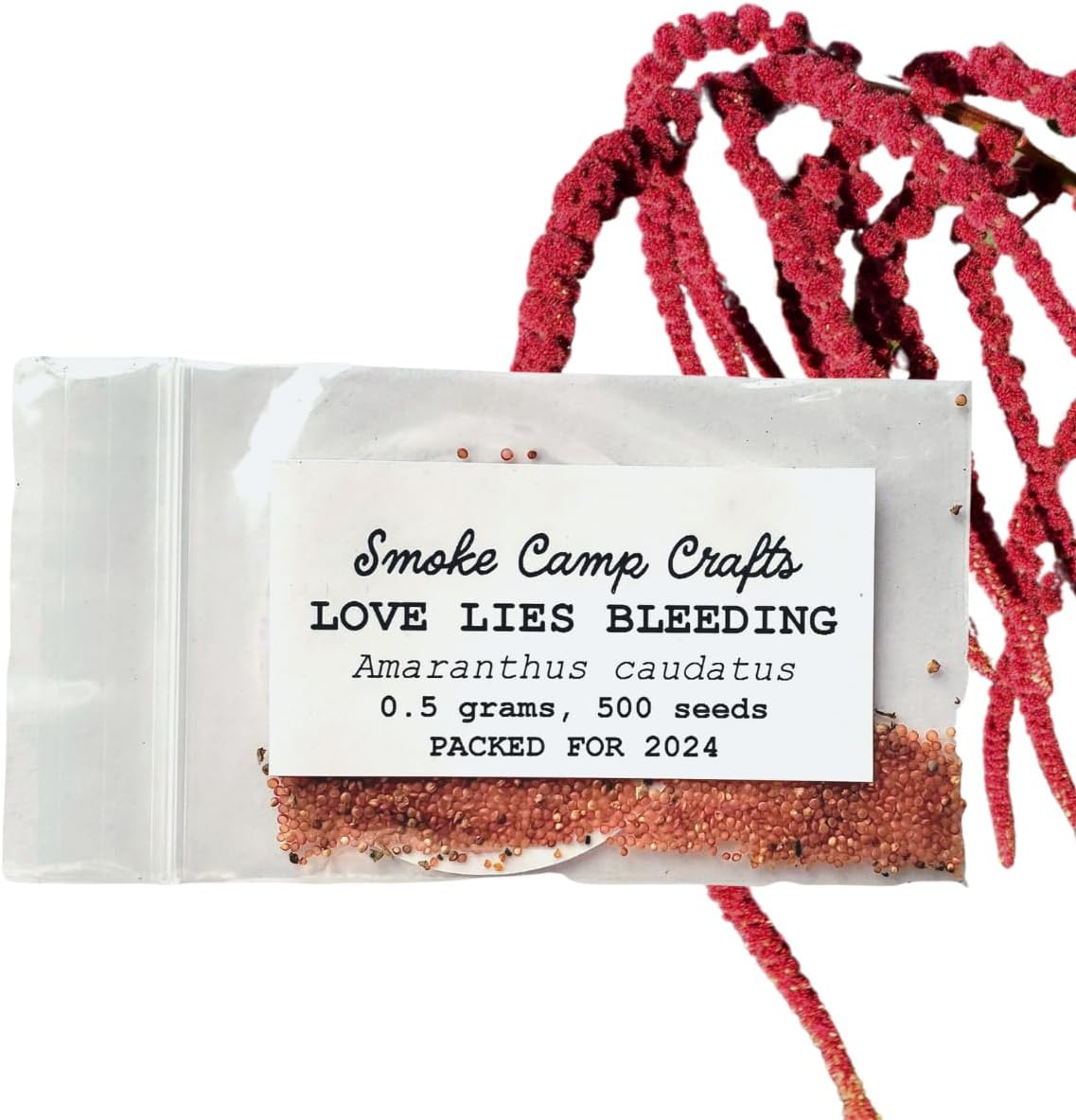 Organic Love Lies Bleeding Seeds (Amaranthus caudatus) 500 Seeds (0.5 Grams) - Foxtail Amaranth, Love-Lies Bleeding, Tassel Flowe, Velvet Flower, Gorgeous Unique Cut Flower by Smoke Camp Crafts
