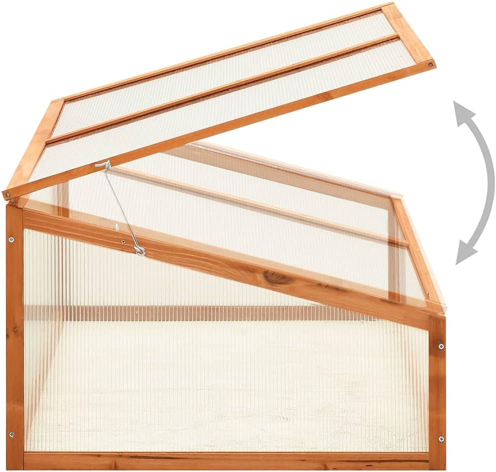 Solid Firwood Garden Portable Wooden Greenhouse, Raised Flower Planter with Open Bottom, Mini Greenhouse Cabinet for Outdoor Indoor Use 39.4"x25.6"x15.7"/Brown