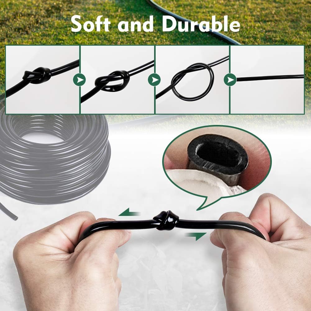 Bonviee 400ft 1/4 inch Drip Irrigation Tubing, Drip Irrigation Hose, Garden Watering Tube Line for Garden Watering System