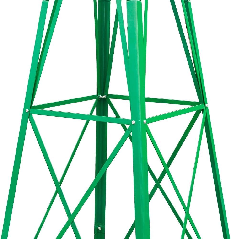 8FT Windmill for Yard Garden Decoration with Weather Vanes，Heavy Duty Outdoor Wind Mills, Large Metal Outdoor Windmill, Weather Resistant,Green