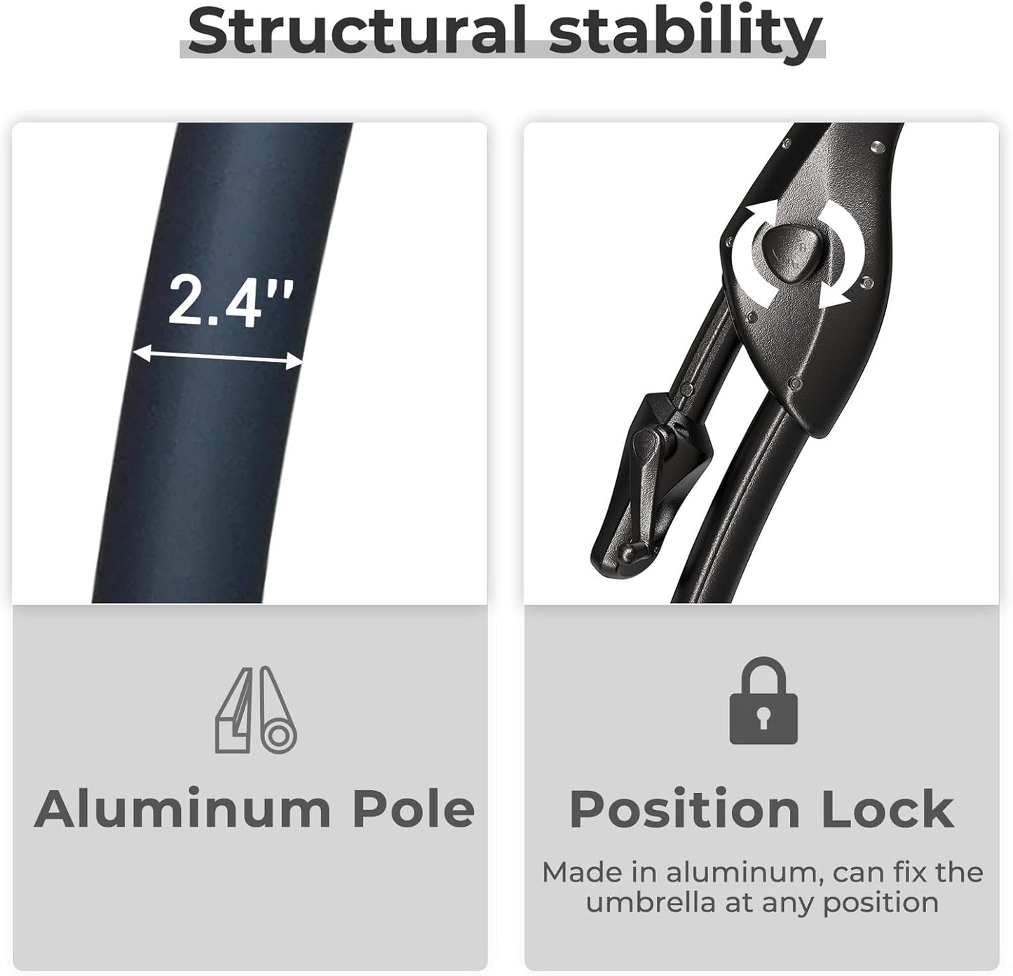 Grand patio Sunbrella 10x10 FT Cantilever Umbrella with Base Included Patio Square Aluminum Offset Umbrellas for Outdoor Pool (Charcoal, 10X10 FT-SUNBRELLA)